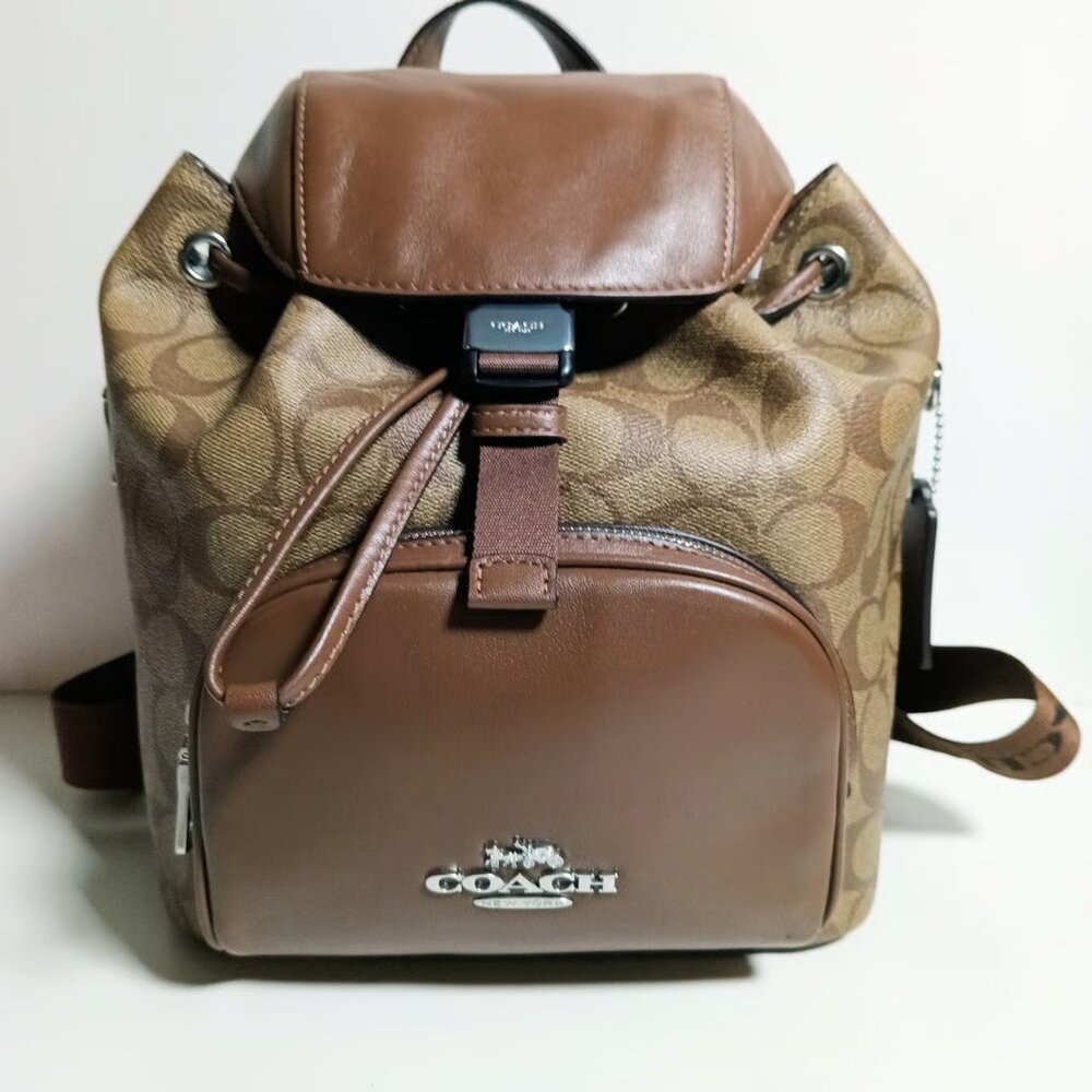 Coach Pace Backpack In Signature Canvas Khaki Saddle CR130 - Picture 5 of 11